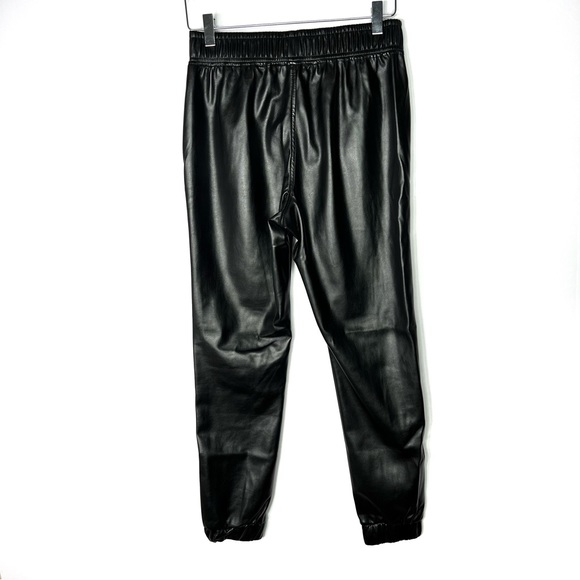 BB Dakota Faux Leather Jogger Pants Black Vegan Elastic Waist Drawstring XS - Picture 3 of 5